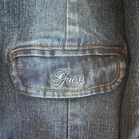 Guess Girls Y2K Embroidered Denim Jacket Blazer Style Size Medium 10-12 - Picture 2 of 9